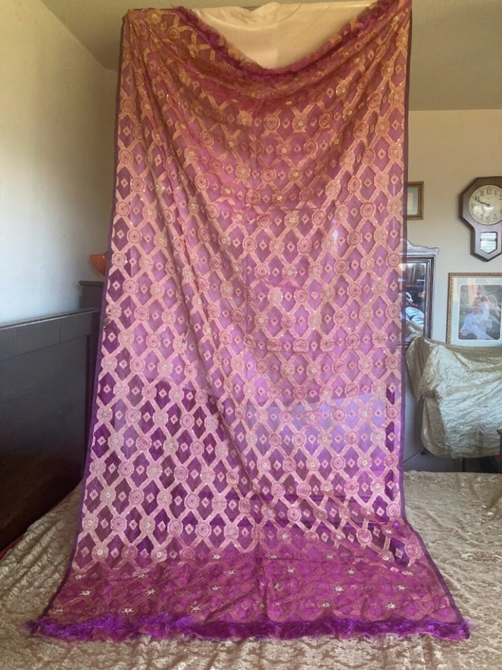 Luxury Vintage Hand-Woven Indian Chanderi Silk Dupatta Wedding Scarf